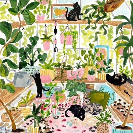 Puzzle 500 Pièces - Chats Botanistes - shop_name artisanat Fait_main Fabriqué_en_france Création_unique