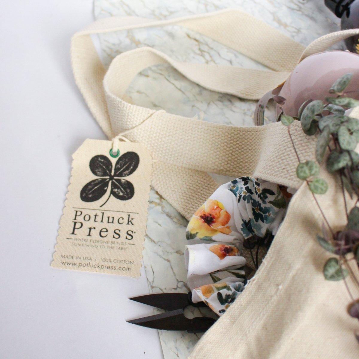 Sac en coton 100% | Motif cerf et oiseaux - shop_name artisanat Fait_main Fabriqué_en_france Création_unique