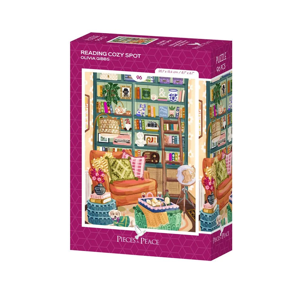 Mini Puzzle 96 Pièces - Coin de lecture douillet - #shop_name #artisanat #Fait_main #Fabriqué_en_france #Création_unique