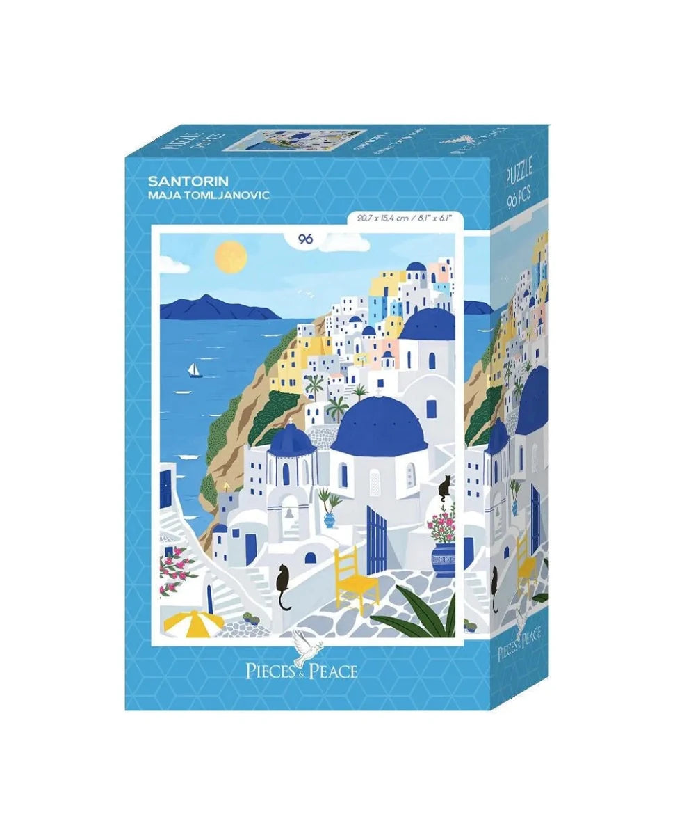 Mini Puzzle 96 Pièces - Santorin - #shop_name #artisanat #Fait_main #Fabriqué_en_france #Création_unique