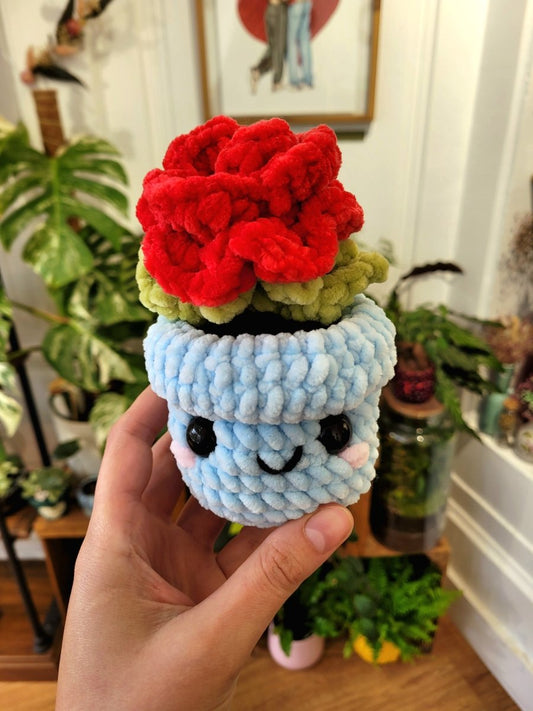 Plante en Crochet - Hell of Persephone - Rose Rouge - shop_name artisanat Fait_main Fabriqué_en_france Création_unique