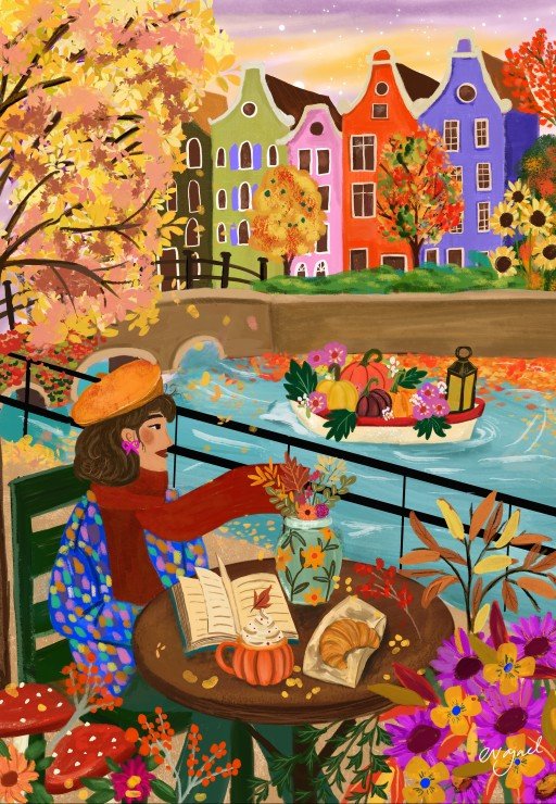 Puzzle 1000 Pièces - L'Automne à Amsterdam - #shop_name #artisanat #Fait_main #Fabriqué_en_france #Création_unique