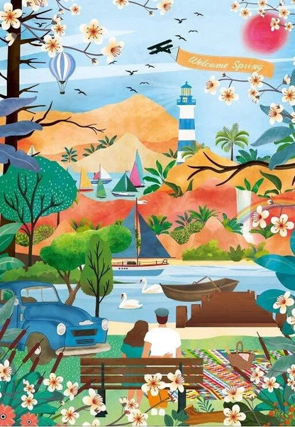 Puzzle 1000 Pièces - Welcome Spring - shop_name artisanat Fait_main Fabriqué_en_france Création_unique