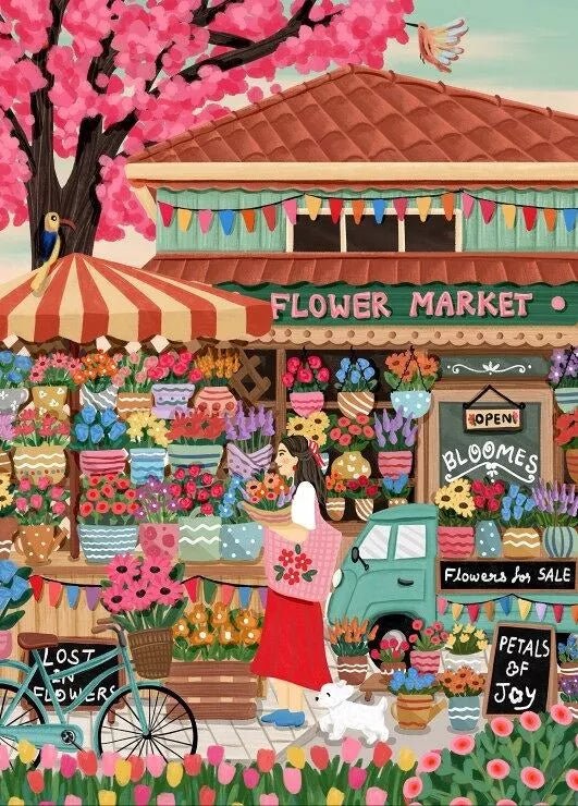 Puzzle 1500 Pièces - Marché aux fleurs - shop_name artisanat Fait_main Fabriqué_en_france Création_unique