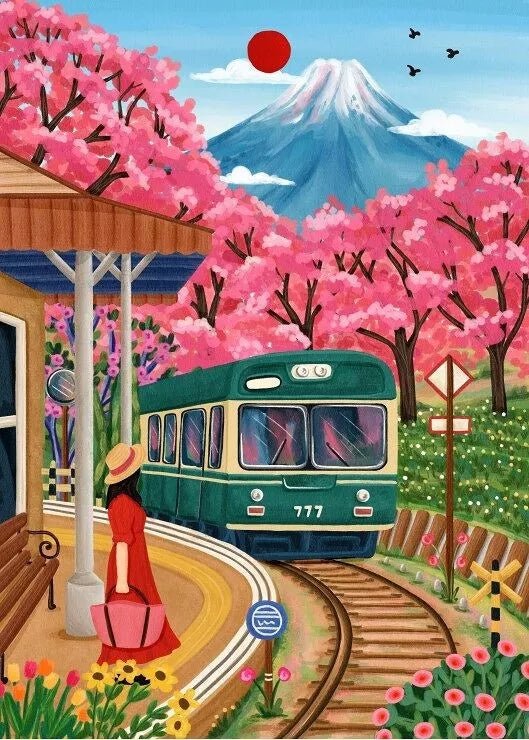Puzzle 500 Pièces - Fuji Blossoms - shop_name artisanat Fait_main Fabriqué_en_france Création_unique