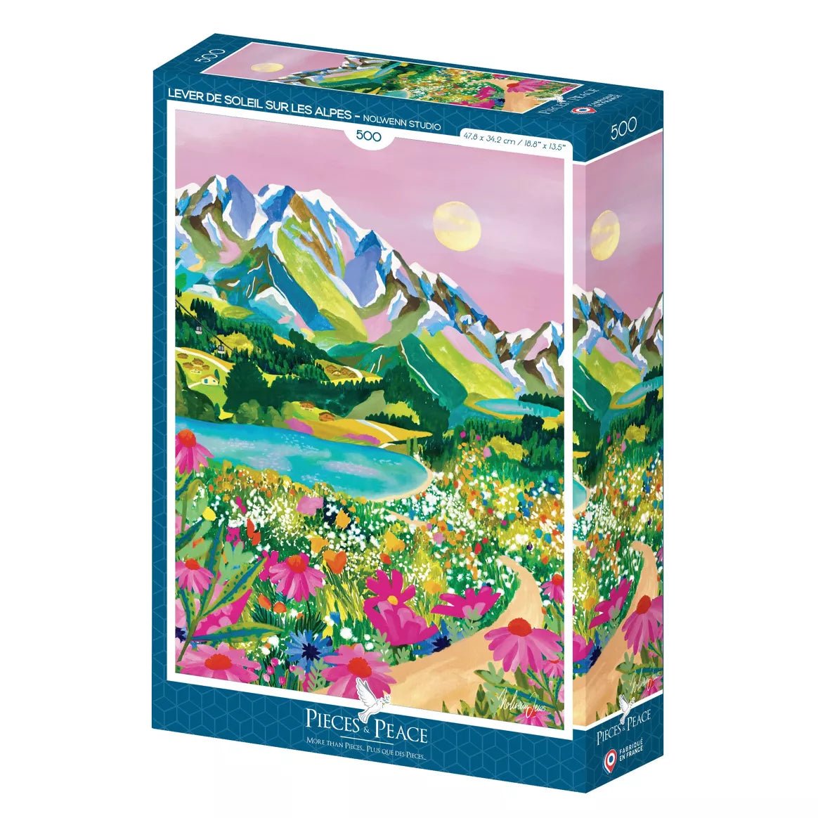 Puzzle 500 Pièces - Lever de soleil sur les Alpes - shop_name artisanat Fait_main Fabriqué_en_france Création_unique