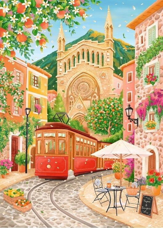 Puzzle 500 Pièces - Port de Soller - shop_name artisanat Fait_main Fabriqué_en_france Création_unique