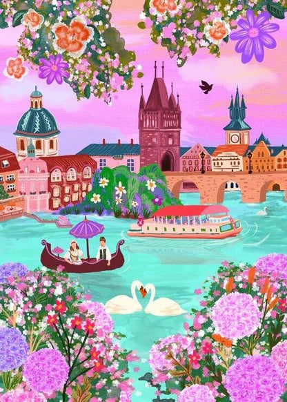 Puzzle 500 Pièces - Prague République Tchèque - shop_name artisanat Fait_main Fabriqué_en_france Création_unique