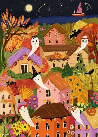 Puzzle 500 Pièces - Village Fantôme - shop_name artisanat Fait_main Fabriqué_en_france Création_unique