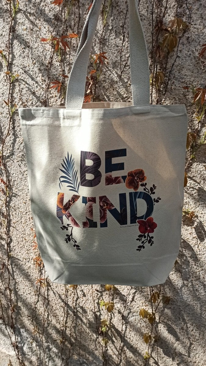 Sac en coton 100% | Motif Floral Be Kind - shop_name artisanat Fait_main Fabriqué_en_france Création_unique
